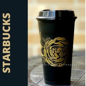 Starbucks Gold Rose And Black Grande Hot Cup Tumbler Fall 2021